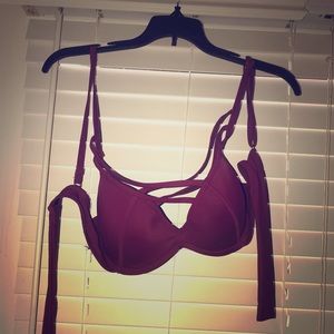 Burgundy x chest bathing suit top